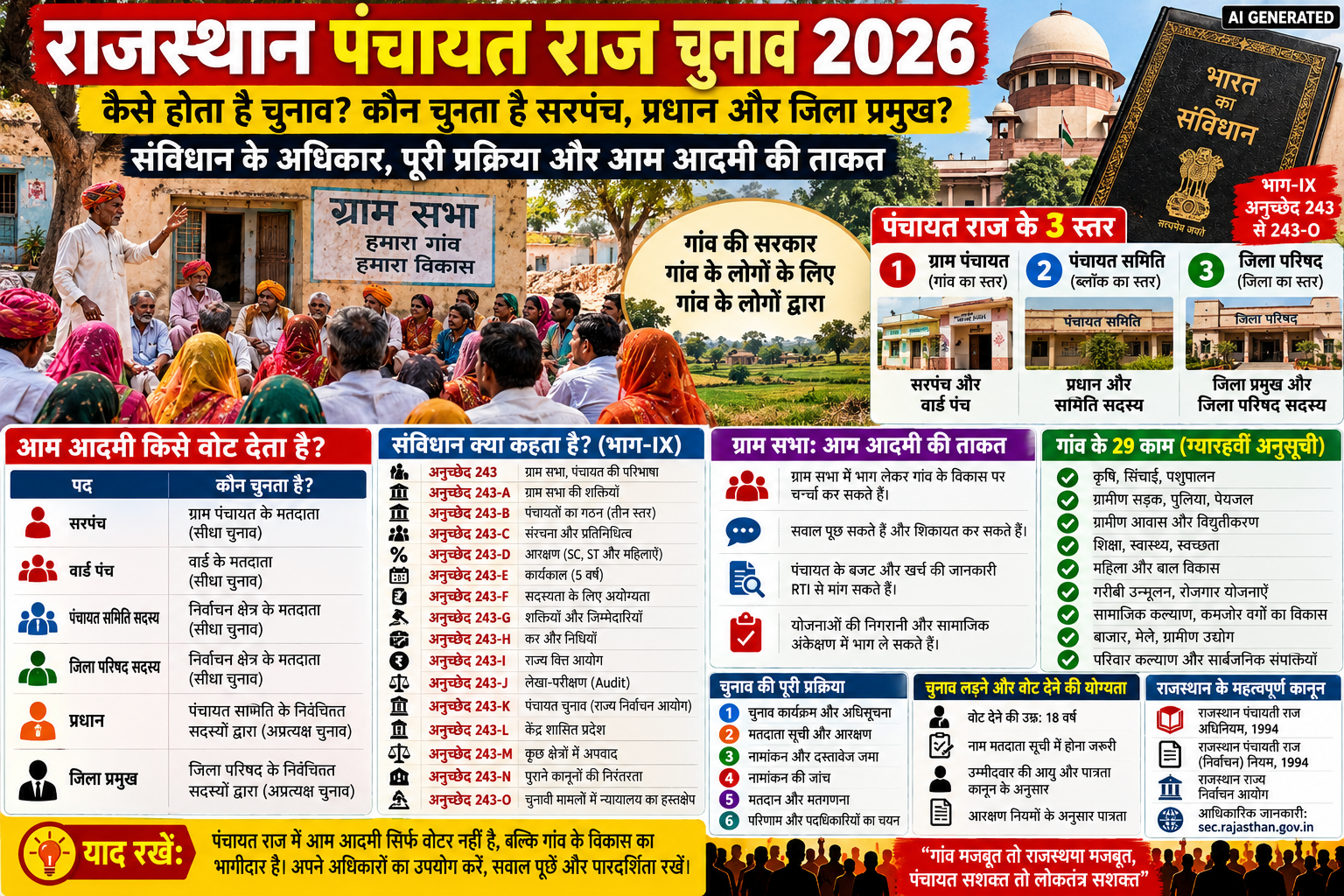 संविधान के अधिकार, सरपंच से जिला प्रमुख तक चुनाव की पूरी प्रक्रिया और आम आदमी की ताकत